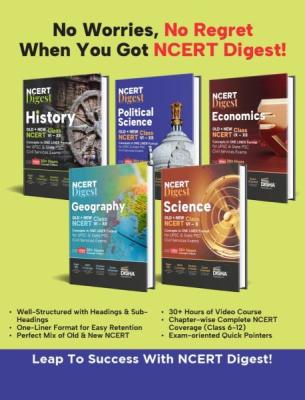 Disha 05 Book Combo Set NCERT Digest  Old + New NCERT Class VI – XII Concepts in ONE LINER Format For UPSC And State PSC Civil Services History, Political Science, Economics, General Science & Geography with 150+ Hours Video Course | Notes For a strong IA